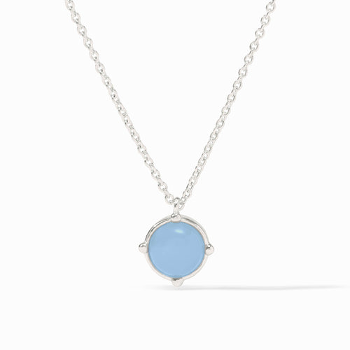 Honeybee Chalcedony Blue Solitaire Silver Necklace