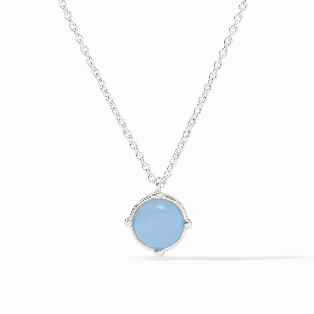 Honeybee Chalcedony Blue Solitaire Silver Necklace