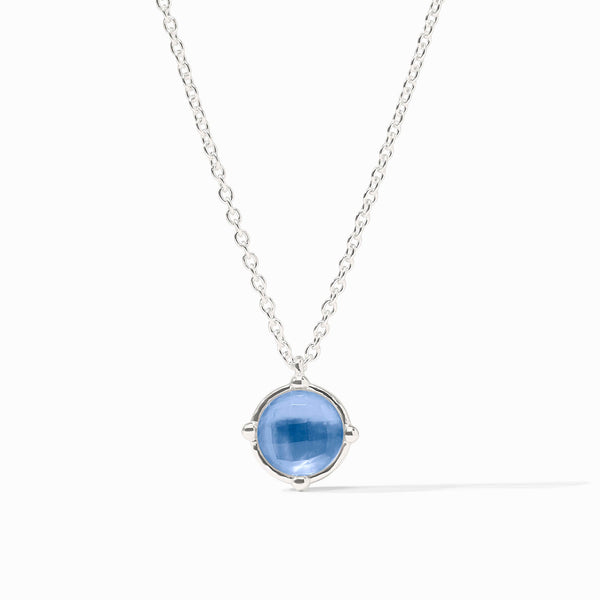 Honeybee Chalcedony Blue Solitaire Silver Necklace