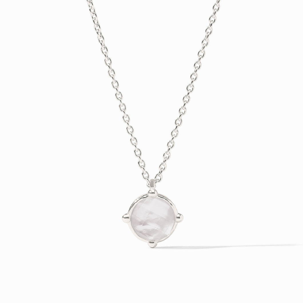 Honeybee Silver Solitaire Necklace-Clear Crystal