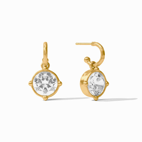 Honeybee Gold CZ Hoop and Charm Earring