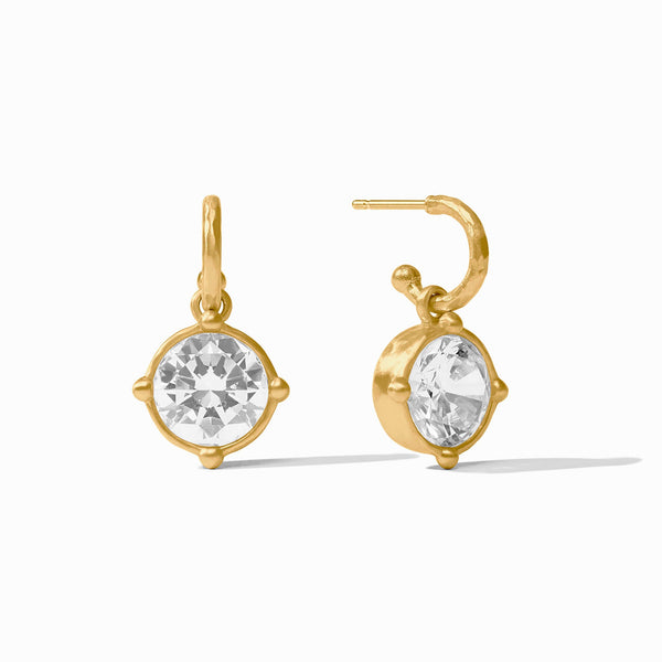 Honeybee Gold CZ Hoop and Charm Earring