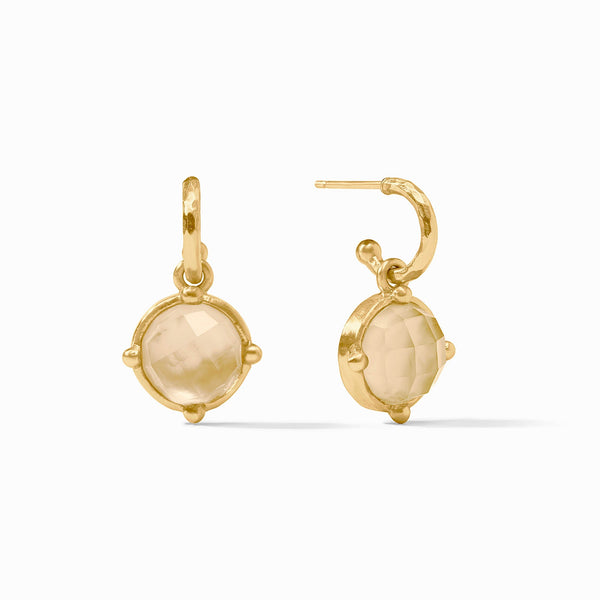 Honeybee Gold Hoop and Charm Earring-Champagne