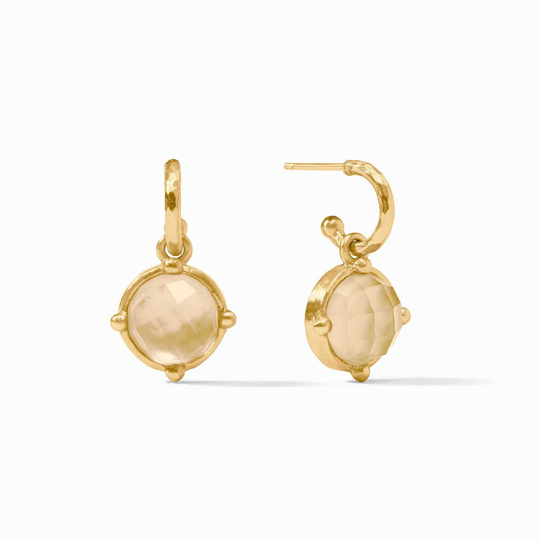 Honeybee Gold Hoop and Charm Earring-Champagne