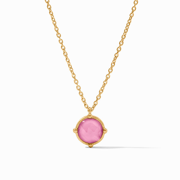 Honeybee Tourmaline Pink Solitaire Gold Necklace