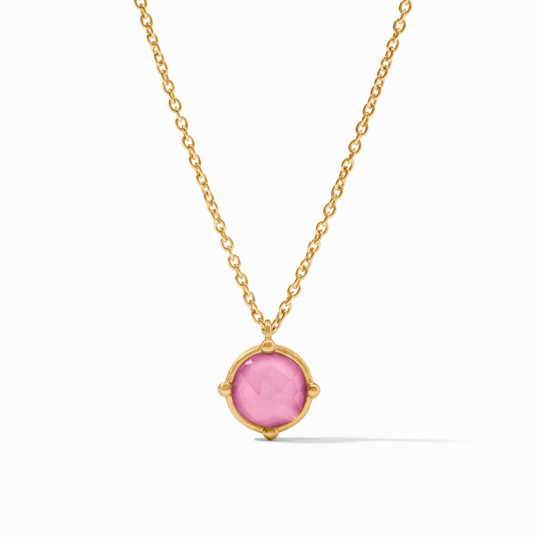 Honeybee Tourmaline Pink Solitaire Gold Necklace