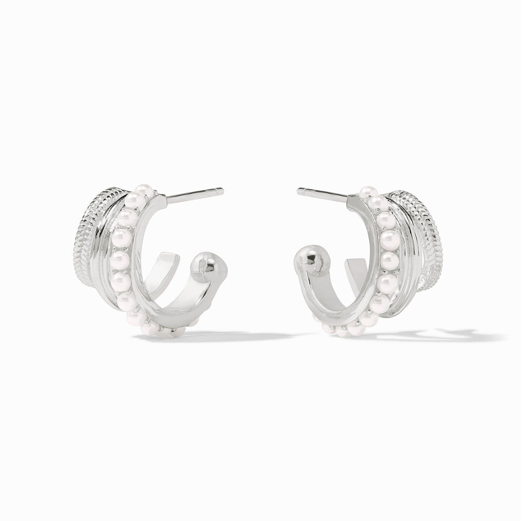 Hydra Pearl Triple Silver Hoop