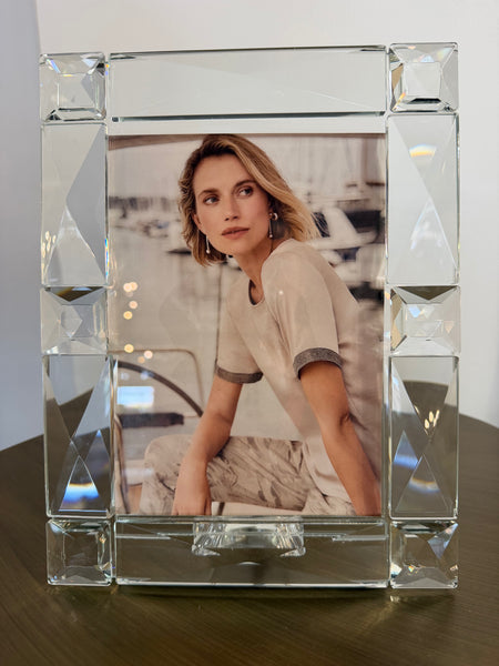 Crystal 5x7 Carved Square Frame-Clear