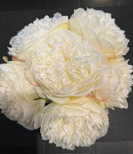 White Peony in Square Glass Vase-Small