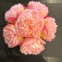 Pink Peony in Square Glass Vase-Small
