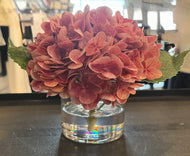 Dark Pink Hydrangea in Cylindrical Glass Vase-Small