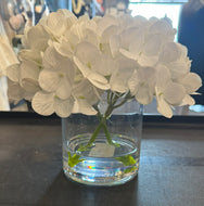 White Hydrangea in Cylindrical Vase-Small