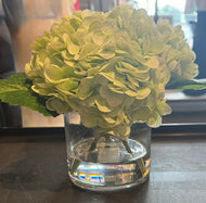 Light Green Hydrangea in Cylindrical Glass Vase-Medium