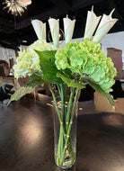 Hydrangea Calla Lily in Tube Glass Vase