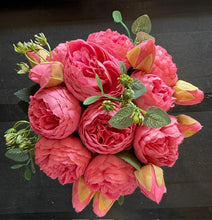 Hot Pink Rose in Square Glass Vase-Small