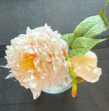 Champagne Peony in Glass Vase-Small