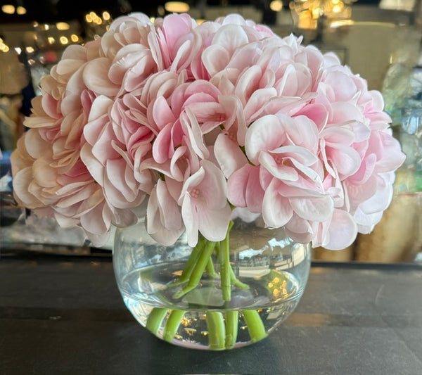 Light Pink Hydrangea in Glass Vase-Medium