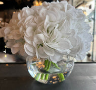 White Hydrangea in Glass Vase-Medium