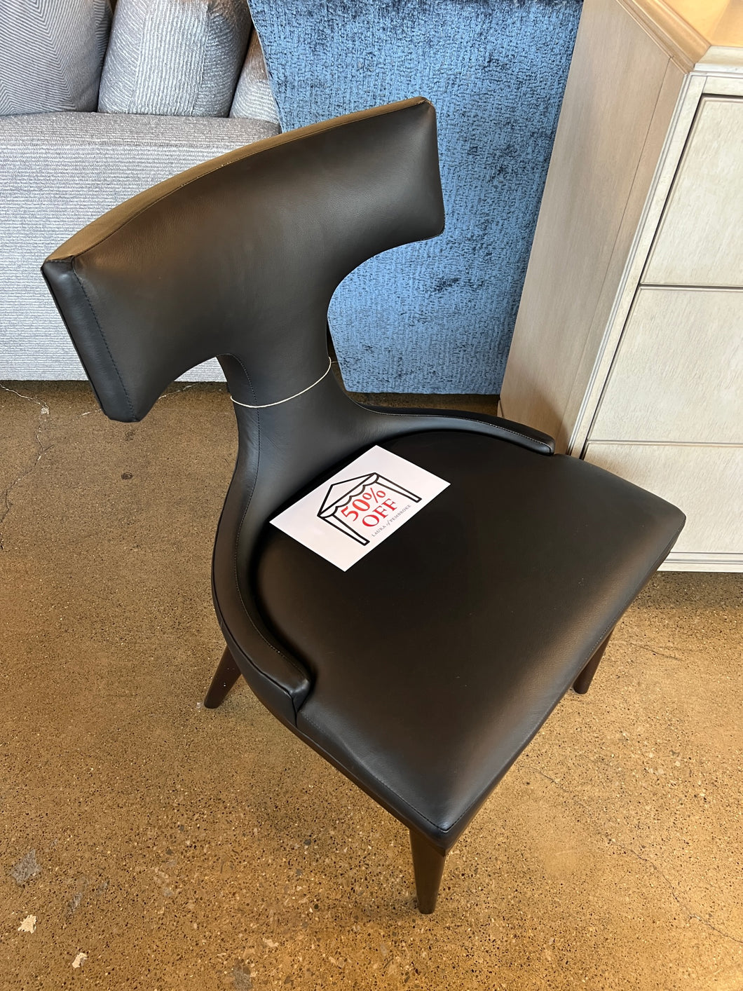 ANVIL BACK DINING CHAIR- BLACK LEATHER