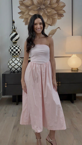 Ribbed Tube Bodice Poplin Dress