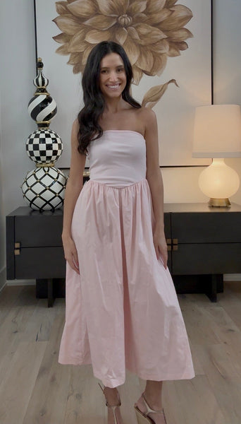 Ribbed Tube Bodice Poplin Dress