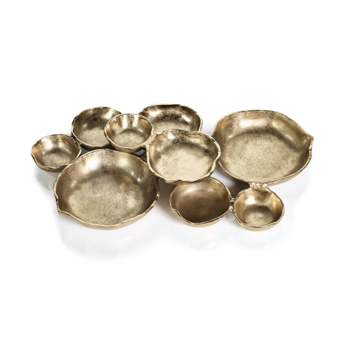 Cluster of Nine Serving Bowls-Dark Gold