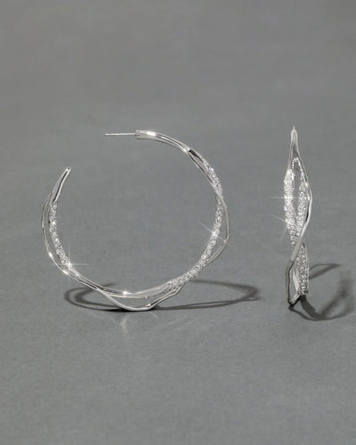 Intertwined Silver Pave Hoop Earring