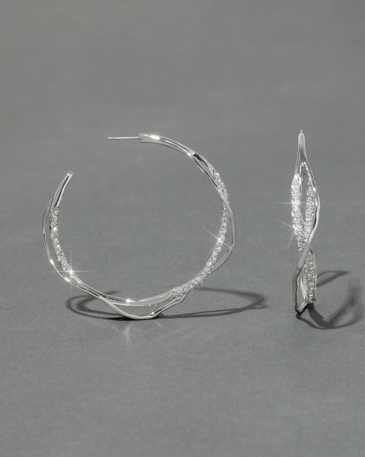 Intertwined Silver Pave Hoop Earring