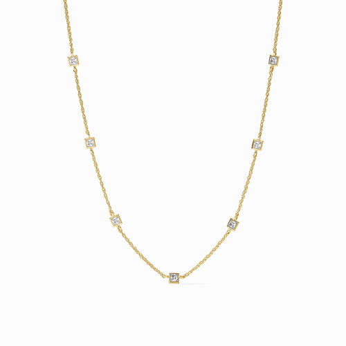 Jolie CZ Gold Delicate Station Necklace