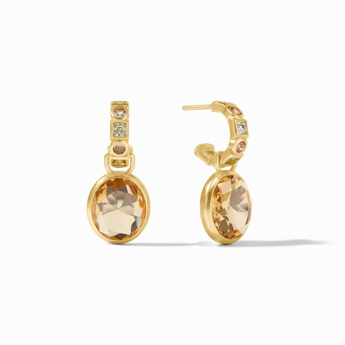 Jolie Multi Stone Gold Hoop and Charm Earring