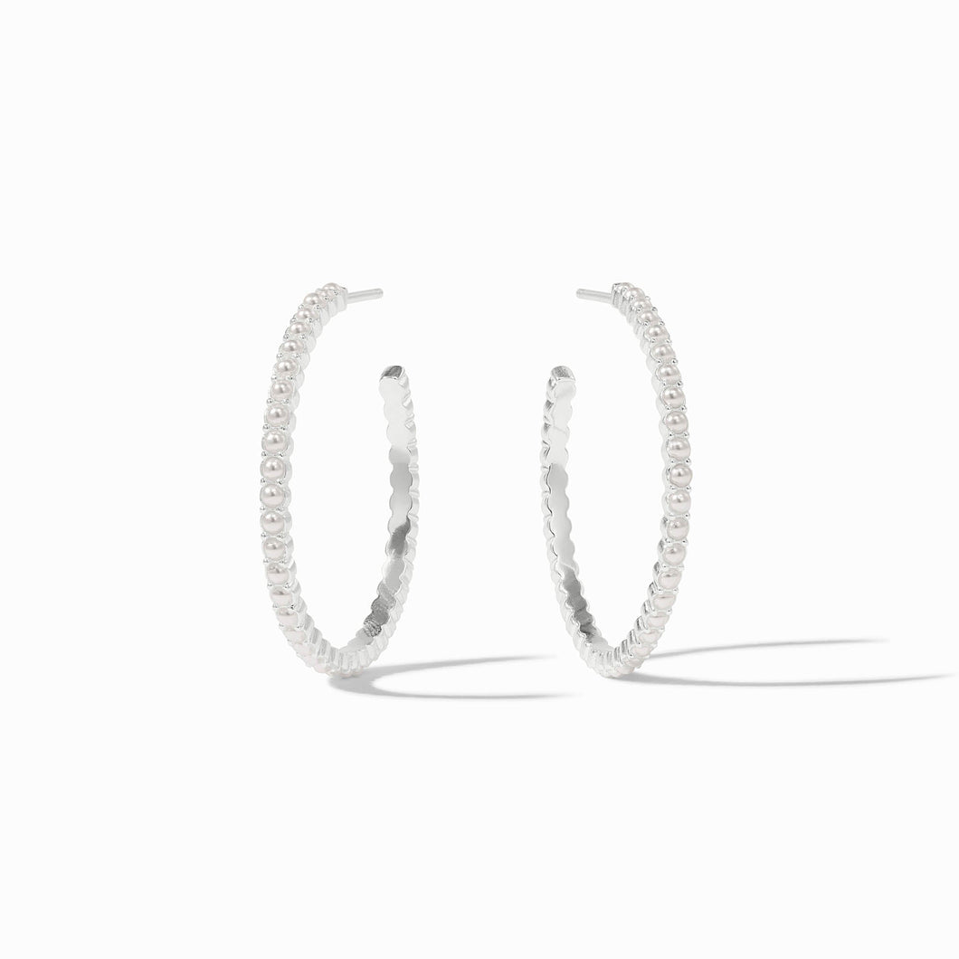 Juliet Pearl Silver Hoop-Medium