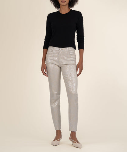 Charlize Cream Silver High Rise Cigarette Leg Jean