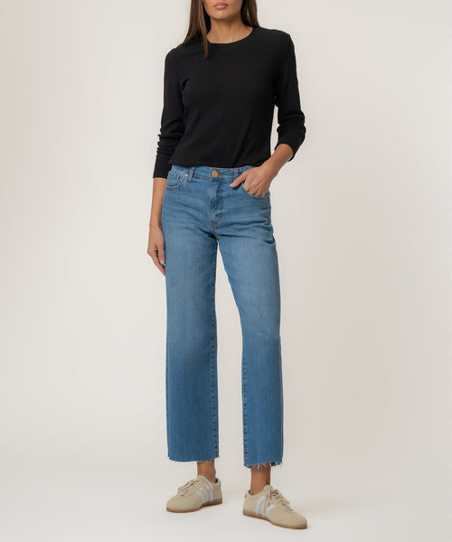 Charlotte Soaring High Rise Raw Hem Wide Leg Jean