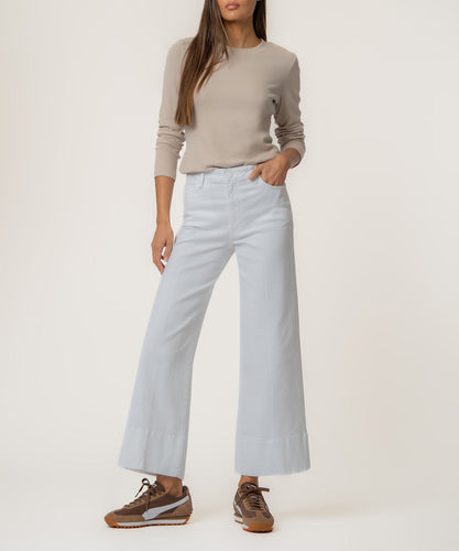 Meg Optic White High Rise Wide Hem Wide Leg Jean