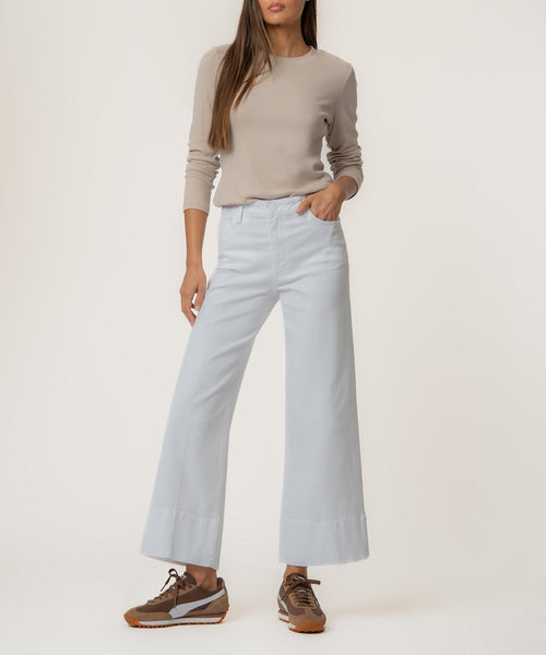 Meg Optic White High Rise Wide Hem Wide Leg Jean