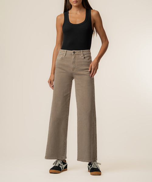 Meg Milk Tea High Rise Side Panel Wide Leg Jean