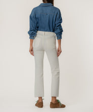 Kelsey Ecru High Rise Raw Hem Ankle Flare Jean