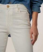 Kelsey Ecru High Rise Raw Hem Ankle Flare Jean