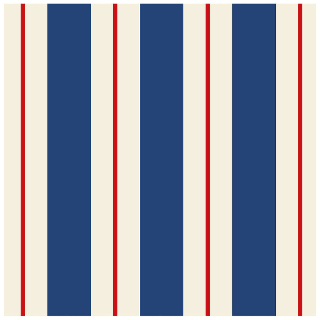 Navy and Red Awning Stripe Cocktail Napkin