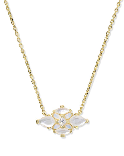 Abbie Crystal Gold Neutral Short Pendant Necklace
