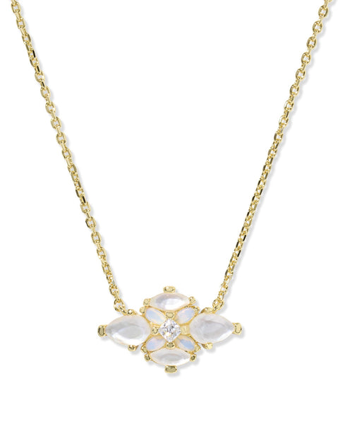 Abbie Crystal Gold Neutral Short Pendant Necklace