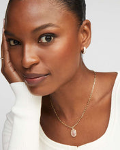 Daphne Pave Gold Frame Pendant Necklace-Rose Quartz