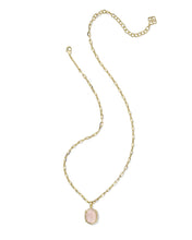 Daphne Pave Gold Frame Pendant Necklace-Rose Quartz