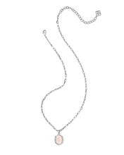 Daphne Pave Silver Frame Pendant Necklace-Rose Quartz