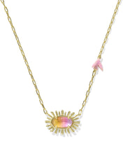 Elisa Bird Gold Short Pendant Necklace-Sunrise Watercolor Illusion