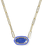 Elisa Gold Cobalt Enamel Frame Paperclip Necklace