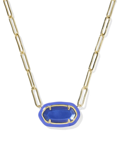 Elisa Gold Cobalt Enamel Frame Paperclip Necklace
