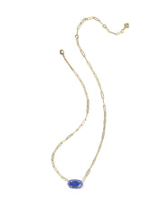 Elisa Gold Cobalt Enamel Frame Paperclip Necklace
