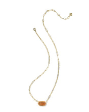 Elisa Gold Orange Enamel Frame Paperclip Necklace
