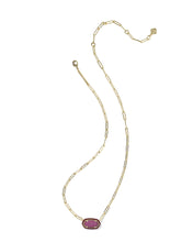 Elisa Gold Maroon Enamel Frame Paperclip Necklace